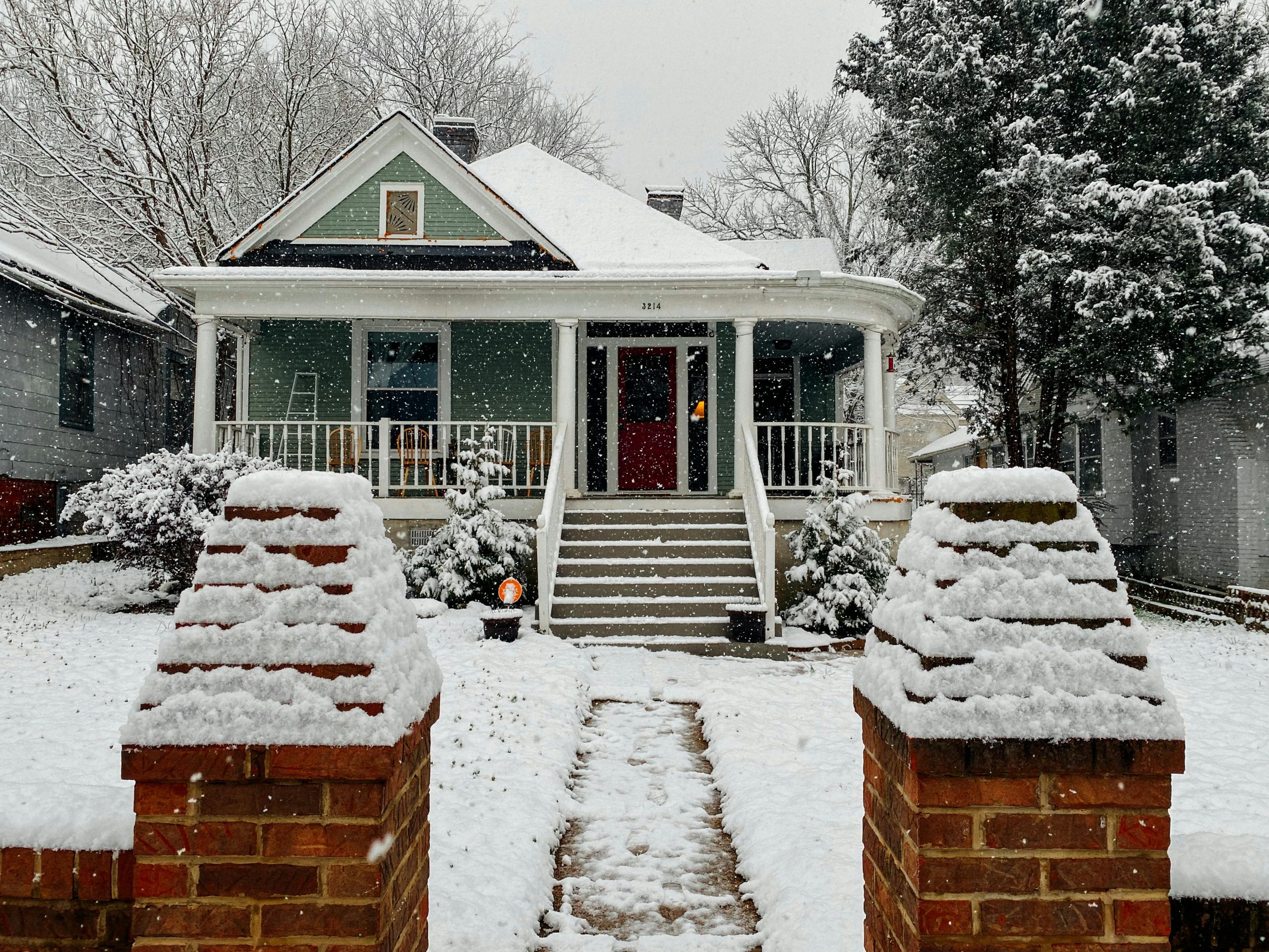 Front of a house in winter