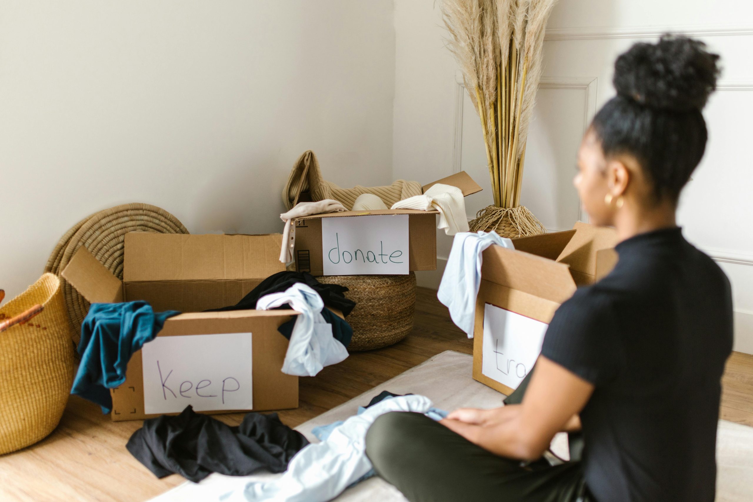 woman decluttering her home